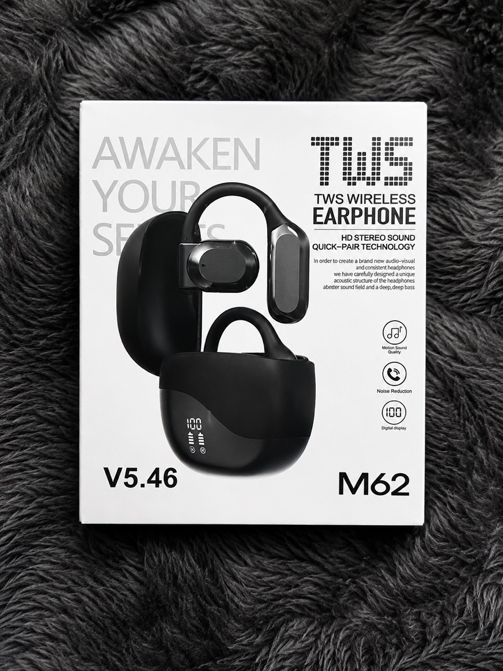 TWS M62 Wireless Earphones - Black